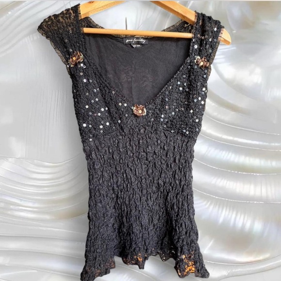 Vintage Ann Ferriday Lace Sequin Top - Picture 4 of 6